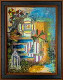 Abstraction by Kayo Lennar, 1965, oil painting on canvas, sold Nov 2023