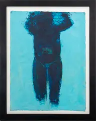 Untitled by Linda Stojak, circa 1999, oil painting and mixed media on paper, sold Nov 2023