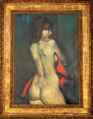 Nude with Red Towel by Jan De Ruth, Oil on Canvas, sold Dec 2023