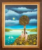 Adam and Eve by Branko Paradis, oil painting on plexiglas, sold Dec 2023