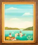Maidens Bathing by Branko Paradis, oil painting on Plexiglas, sold Dec 2023