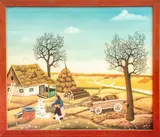 View of a Farm by Branko Paradis, oil painting on Plexiglas, sold Dec 2023