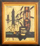 Still Life with Tobacco Canister by D.H. Savigne, oil on canvas, sold Dec 2023