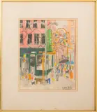 Little Italy by Mary Jo Schwalbach, watercolor collage on paper, sold Dec 2023