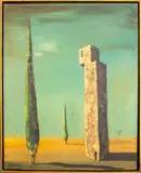 Surrealist Landscape with Tower by Henri Cardaillac, Oil on Canvas, sold Dec 2023