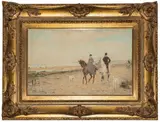 A couple riding on a beach by Jean-Maxime Claude, Watercolour, sold May 2026