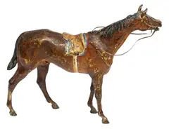 An Austrian cold painted bronze model of a bay racehorse by Franz Bergman, bronze, sold May 2026
