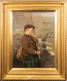 Study of a boy in a kilt fishing by John Watson Nicol, Oil on canvas -, sold Apr 2026