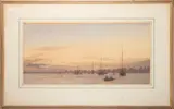 Boats anchored on an estuary by William Lionel Wyllie, 1910, Watercolour on paper -, sold Apr 2026