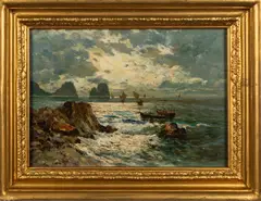 A coastal scene - Oil by Felice Giordano, Oil on board -, sold Apr 2026