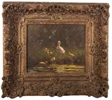Duck with ducklings - Oil by Constant Artz, Oil on board -, sold Apr 2026