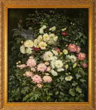 Still life of chrysanthemums by Emmy Thornam, Oil on canvas -, sold Apr 2026