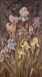 Irises - Oil by Robert Morley, Oil on canvas -Signed lower right -80 x, sold Apr 2026
