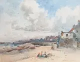 Figures on a beach by John Muirhead, 1895, Watercolour on paper -Signed and dated, sold Apr 2026