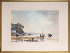 Boats at low tide by Ray Balkwill, Watercolour on paper -, offered Apr 2026