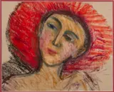 Woman in a red hat by Elizabeth Hunter, Oil on paper -, offered Feb 2026