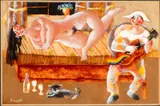 Reclining Nude and Harlequin - Oil by Harold Bilson, Oil on board -, sold Feb 2026