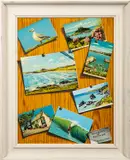 Souvenirs of Cornwall by Hugh Chegwidden, Oil on board trompe l'oeil -, sold Feb 2026