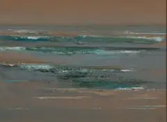 A composition in greens and blues - Acrylic by Val Smith, Acrylic on canvas -, sold Feb 2026