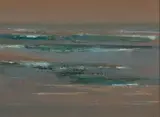 A composition in greens and blues - Acrylic by Val Smith, Acrylic on canvas -, sold Feb 2026