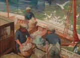 Fishermen Polperro by Walter Hyde, Oil on board -, sold Feb 2026