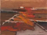 An abstract study in red and orange - Oil by John Eaves, Oil on canvas -, sold Feb 2026