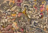 Fantastical figurative study - Oil by Nelson Laguna, Oil on board -, sold Feb 2026