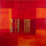 Abstract in reds and golds - Oil by Gerard Carbo, Oil on canvas -, sold Feb 2026