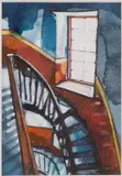 Through a Window, Red Close by Bryan Evans, Watercolour on paper -15 x, offered Feb 2026