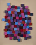 Geometric abstract polychrome 3D design - Painting on wood blocks by Harry Hunt, 1976, print (other), sold Feb 2026