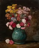 Chrysanthemums in vase - Oil by Camille Matisse, Oil on canvas -, sold Jan 2026