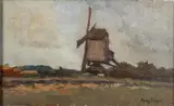 Study of a windmill - Oil by Frans Slager, Oil on board -23 x, sold Jan 2026