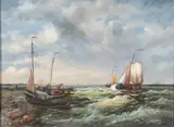 Dutch barges - A pair of oils by Brian Murray, oil, sold Dec 2025