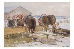 Untitled by Leonid Ignatevitch Vaishlya, oil on board, offered Nov 2024