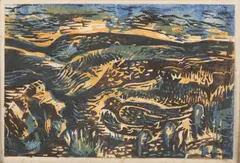 Untitled by Dudley Holland, linocut, offered Oct 2024