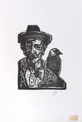 Untitled by Billy Childish, woodcut, offered Oct 2024