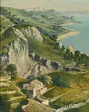 Sicilian coastal landscape by Theo Goedvriend, Oil on canvas laid to board, sold Mar 2024
