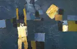 Blue landscape with figure by Keith Vaughan, Oil on board, sold Mar 2024