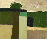 Small green landscape by Keith Vaughan, 1972, Oil on paper laid to board, sold Mar 2024