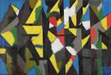 Yellow landscape by William Gear, Oil on canvas, sold Mar 2024