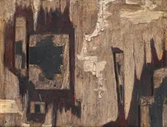 Untitled (no. 16) by Maurice Jadot, 1960, Oil and wood collage, sold Mar 2024