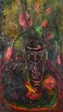 Vase of tulips by Sven Berlin, Oil on canvas, sold Mar 2024