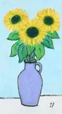 Vase of sunflowers by Joan Gillchrest, Oil on board, sold Mar 2024