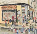 The village shop by Fred Yates, Oil on board, sold Mar 2024