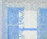 Patterned curtains by Lionel Bulmer, Oil on linen laid on board, sold Mar 2024