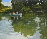 Fishing on the marne by Charles James McCall, 1969, Oil on canvas-board, sold Mar 2024