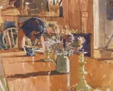 Dora reading by Ken Howard, Watercolour and pencil, sold Mar 2024