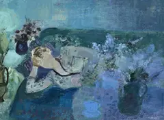 Le peignoir de chine by Nancy Delouis, Oil on canvas, sold Mar 2024
