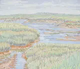 Burnham marsh, scolt head, norfolk by Marion Richardson, Gouache on card, sold Mar 2024