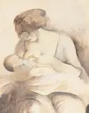 Mother & child by Bernard Meninsky, 1918, Gouache, sold Mar 2024